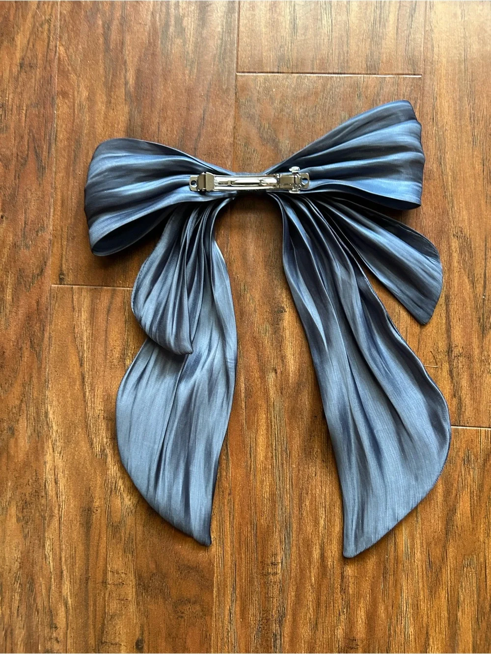 Silky Charcoal Gray Scarf Bow